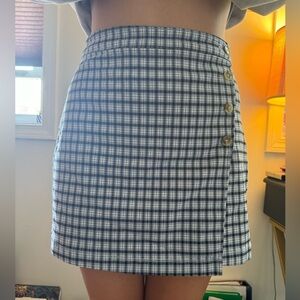 Hollister blue and black checker print mini skirt